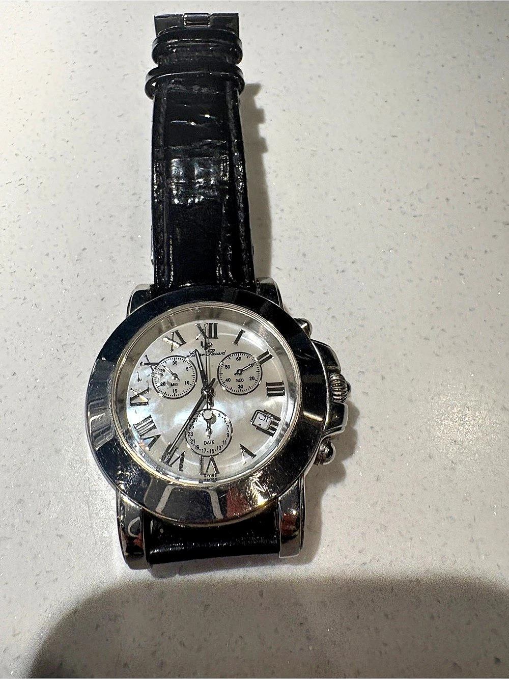Lucien Piccard Chronograph Watch in Black & Silver